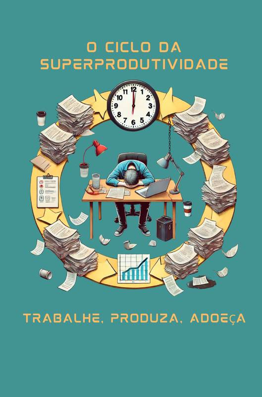 Capa do livro Trabalhe, Produza, Adoeça, O Ciclo da Superprodutividade, coautoria de Aline Oliveira, psicóloga clínica